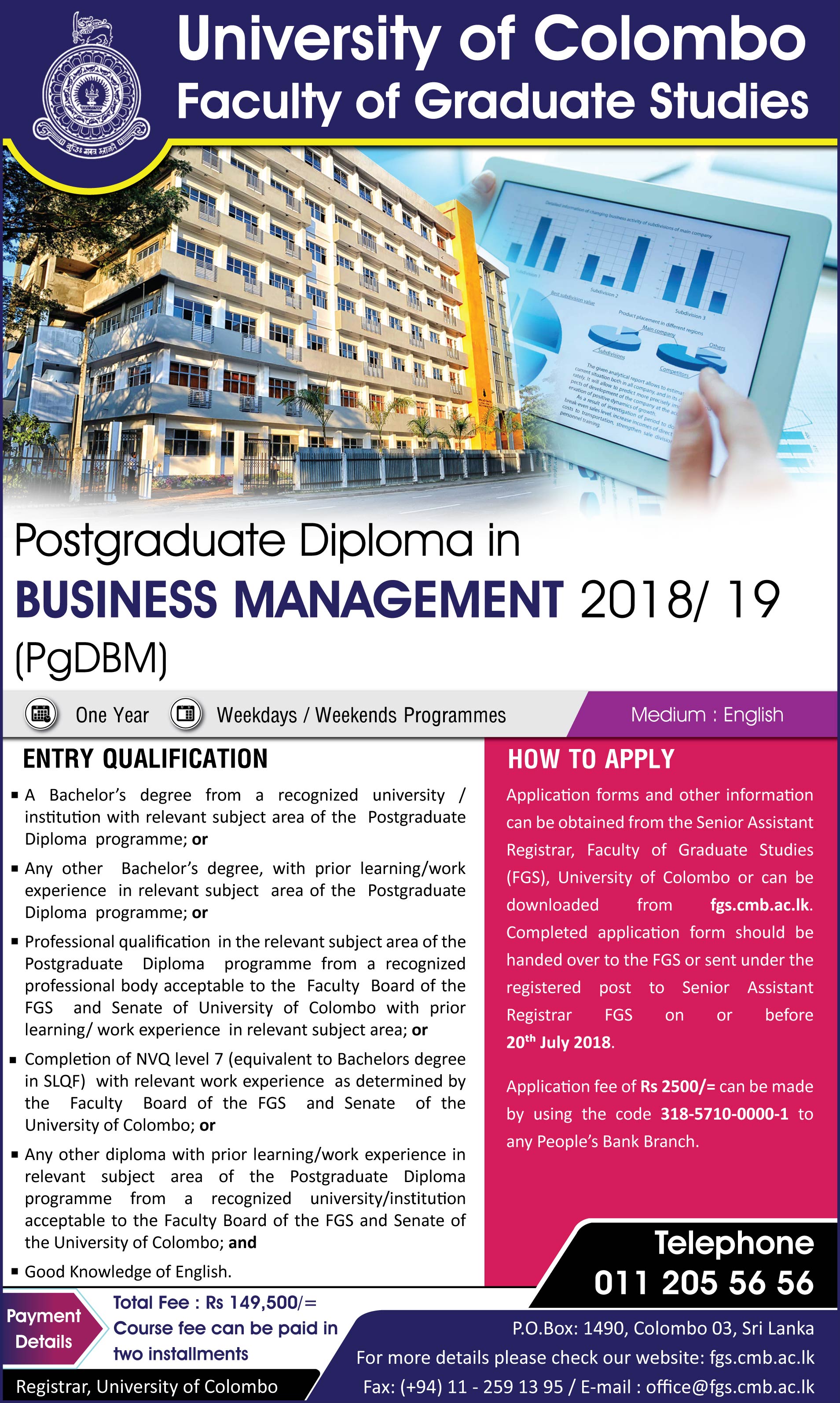 Postgraduate Diploma In Business Management PgDBM 2018 19 Faculty 